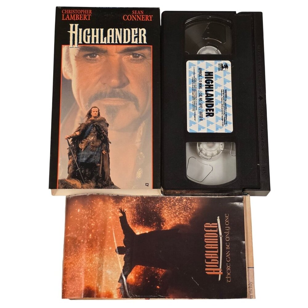 Highlander VHS Tape Christopher Lambert Sean Connery 1993 Action Fantasy insert